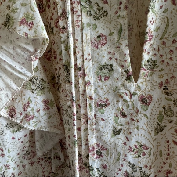 Cleobella Katy Victorian Floral Cream Ruffled Tie Front Blouse size XS - Picture 7 of 12